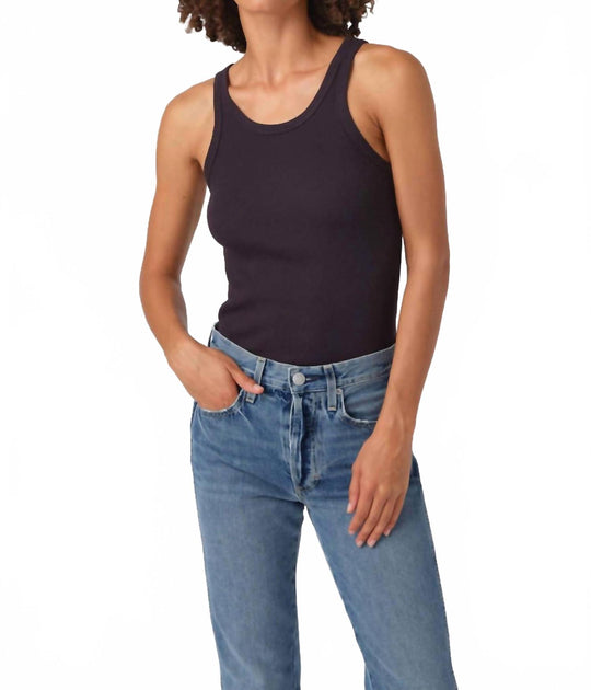 AMO Long Rib Tank Top Blue Large 4