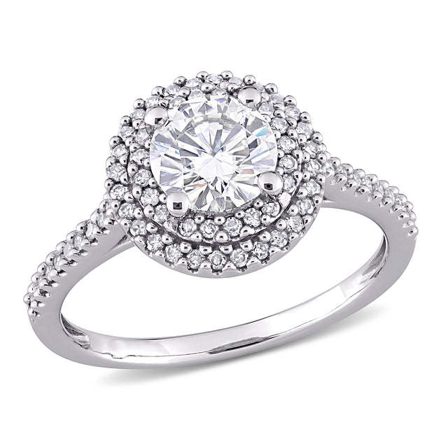 Mimi & Max Moissanite Diamond Engagement Ring 14k White Gold Silver US 6.5 2