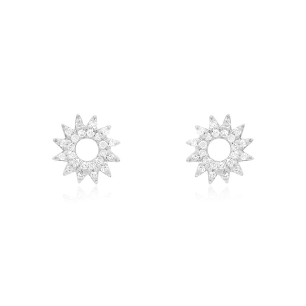 The Lovery Diamond Sun Stud Earrings Silver 4