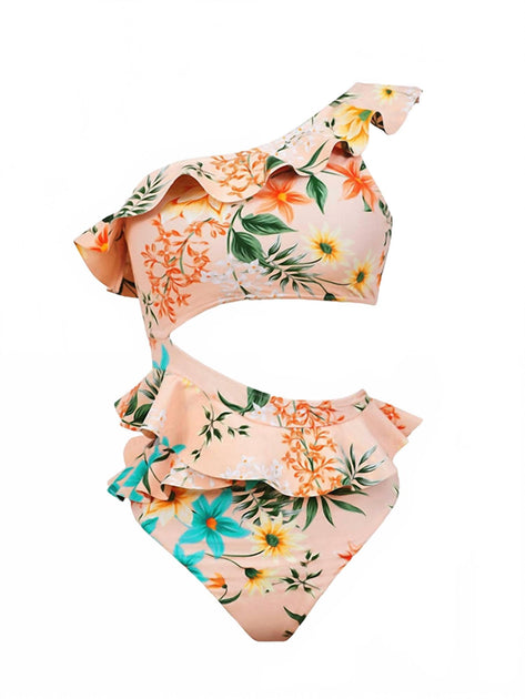 PQ Swim Ruffle Cut Out One Piece Multi Large 4