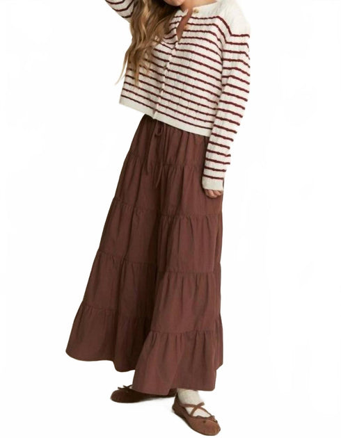 In The Beginning Junie Tiered Maxi Skirt Red Medium 2