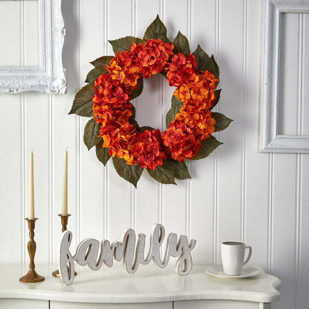 Hivvago 20 inch Autumn Hydrangea Artificial Wreath 3