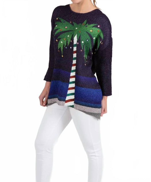 Berek Holiday Palms Long Sleeve Tunic Purple One Size 3