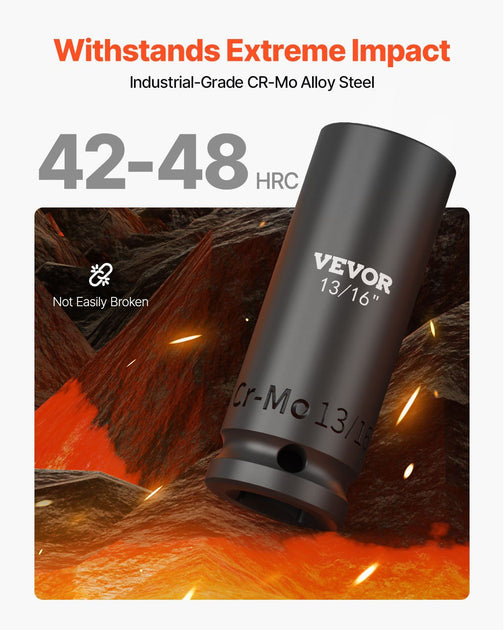 VVOR 43 Piece 1/2 Inch Drive Impact Socket Set Black 4