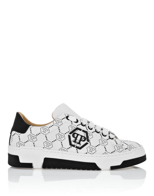 Philipp Plein Low Top Leather Sneakers Matte Monogram Black EU 44 3