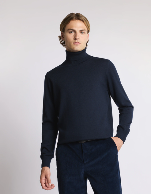 Fay F.12 Dolcevita Turtleneck Sweater Navy Blue EU 48 4