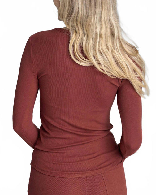 Grace and Lace Essential Ribbed Long Sleeve Tee Red Small 3
