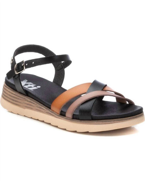 Xti Low Wedge Strappy Sandals Black US 7 2