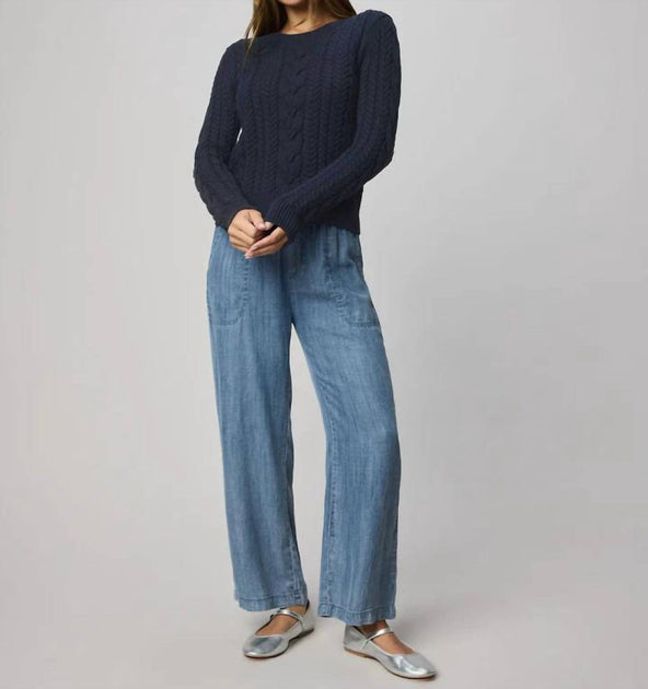 Splendid Annabella Cable Sweater Blue Medium 4