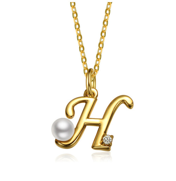 GigiGirl Initial Pearl Pendant Necklace Silver One Size 2
