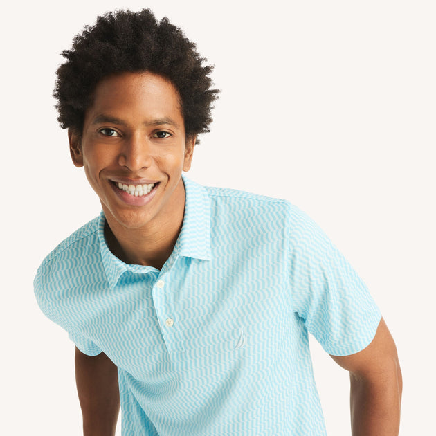 Nautica Printed Performance Polo Blue Medium 3