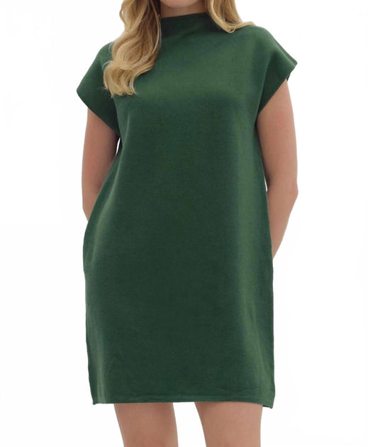 entro Mock Neck Sweater Mini Dress Green Medium 2