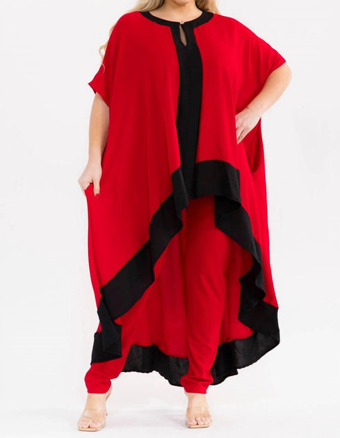 Karen T Design Hilo Monochrome Tunic And Pants Set Red Medium 4