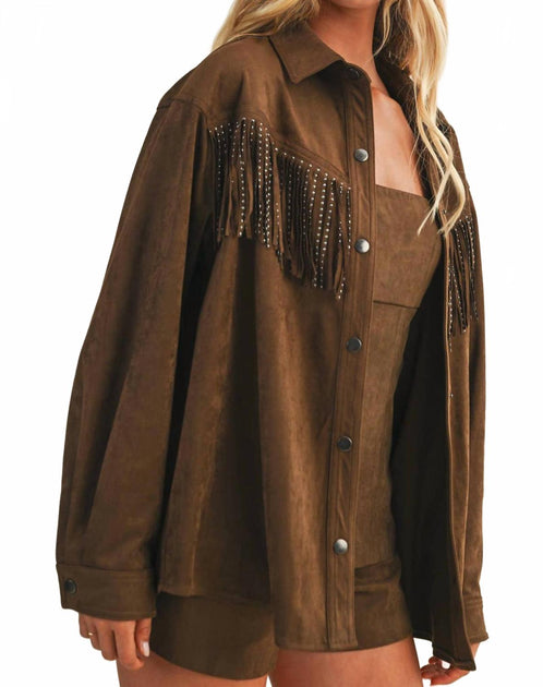 Mustard Seed Oakley Studded Fringe Jacket Dark Oak Large 3