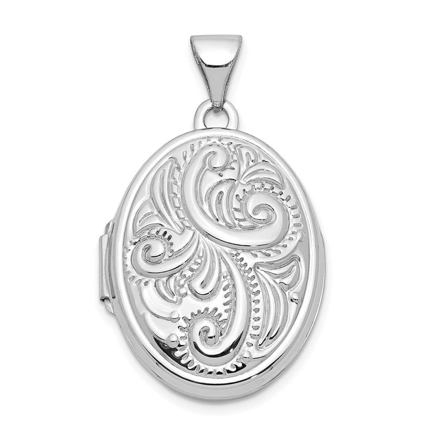 Diamond2Deal 14k White Gold Oval Locket Pendant Silver 2