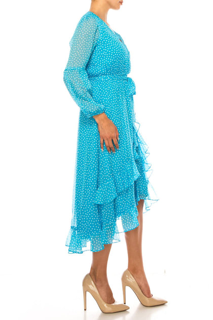 Maison Tara 92355M Midi Dress Blue US 6 3