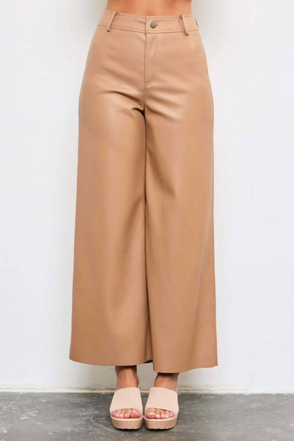 Mustard Seed Paula High Waisted Leather Pants Brown Large 3