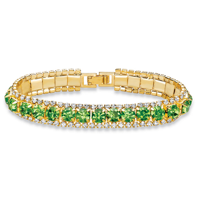 Palm Goldtone Birthstone Crystal Bracelet Blue 7 inches 2