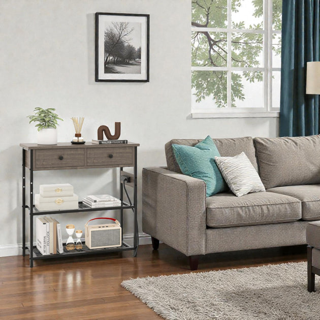 Hivvago Console Table Rustic Brown 2