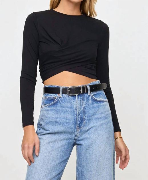 L Space Marseille Long Sleeve Crop Top Black Large 2