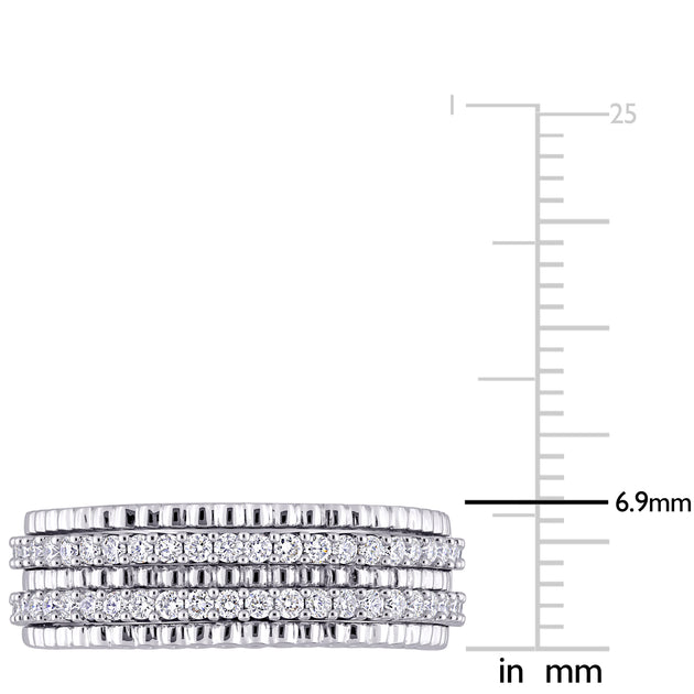 Mimi & Max Diamond Double Row Eternity Ring 14k White Gold Silver US 9 4