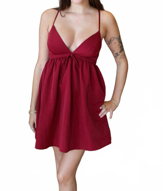 Lulus Brit Tie Back Mini Dress Red Large 4