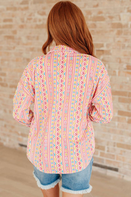 Savannah Jane Imagine When Button Down Shirt Pink Large 3