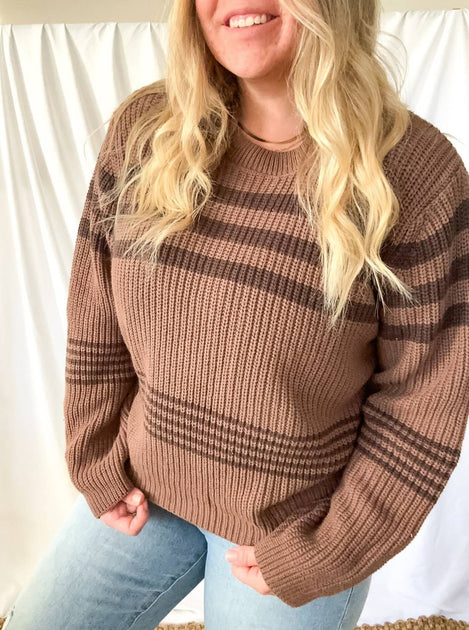 LE LIS Charley Knit Sweater Brown Medium 2