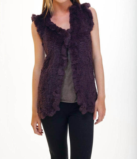 LOVE TOKEN LT49-04 Long Rabbit Fur Vest Purple XSmall 2