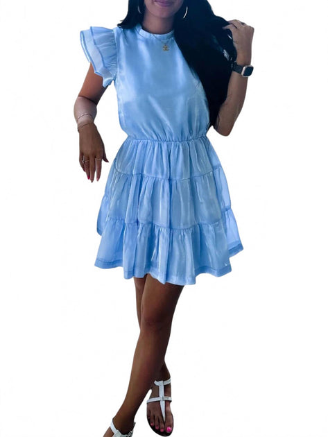 TCEC Happily Ever After Puff Sleeve Dress Blue Small 2