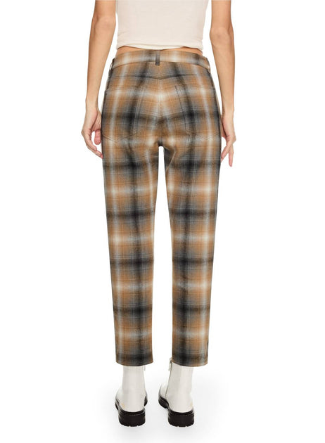 On This Day Linen-Blend Shadow Plaid Tapered Pants Brown 29 3