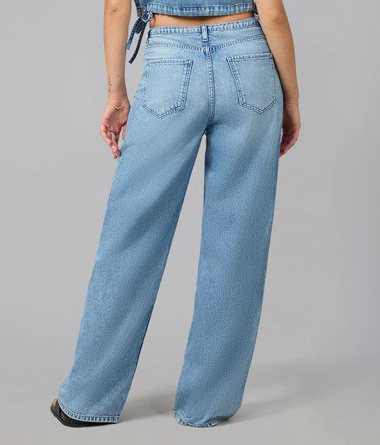 Lola Denim Remy Mid Rise Wide Leg Jeans Weiß Medium 4