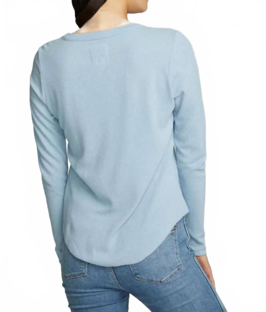 Chaser Langarm Crew Neck Shirttail Tee Blau Medium 3