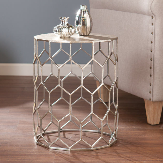 SEI Clarissa Metal Accent Table Silver 2