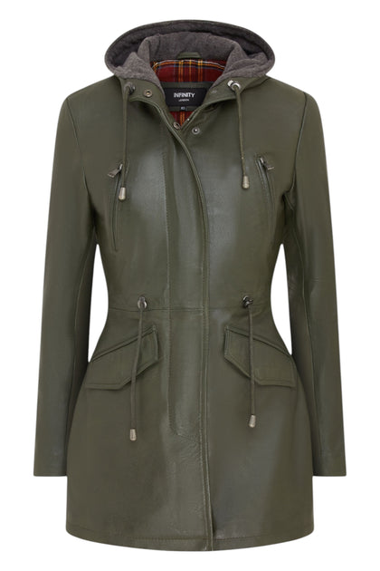 Infinity Clare Hooded Parka Jacket Green US 12 3