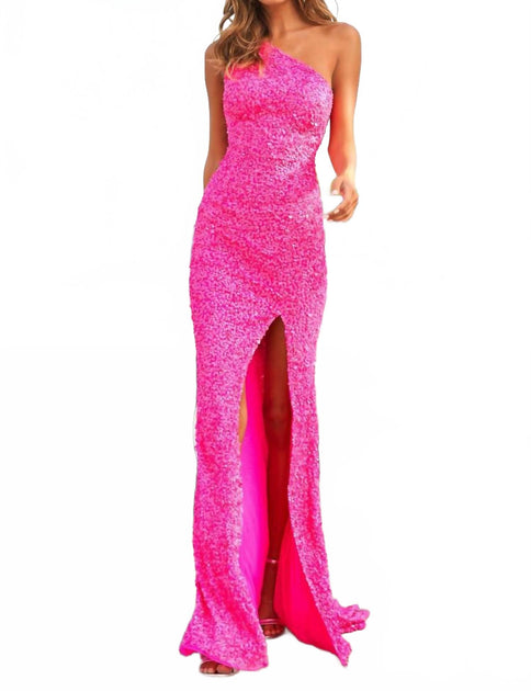 Sherri Hill One Shoulder Sequin Dress Pink US 2 3