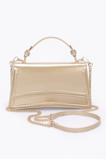 FASHNZFAB Top Handle Flap Bag Gold One Size 2