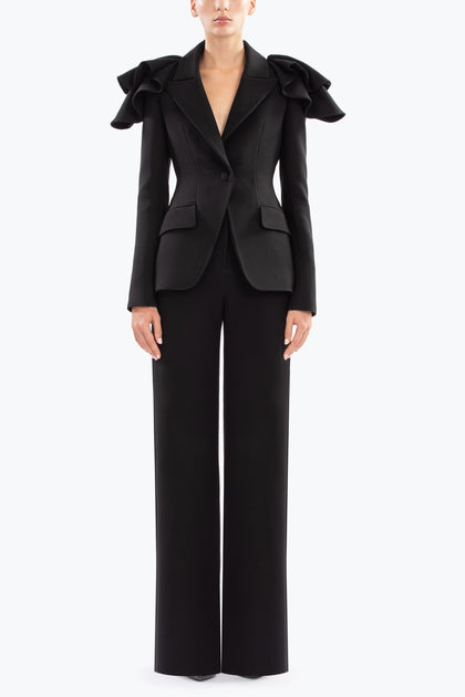 Saiid Kobeisy Ruffled Tailored Jacket Black EU 40 2