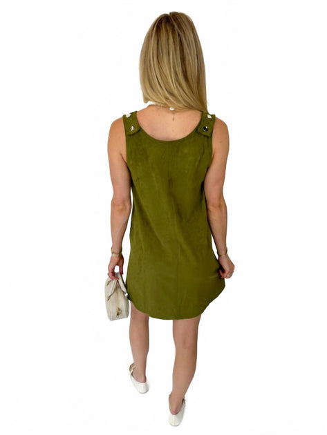 needii Suede Overall Mini Dress Vert Large 3