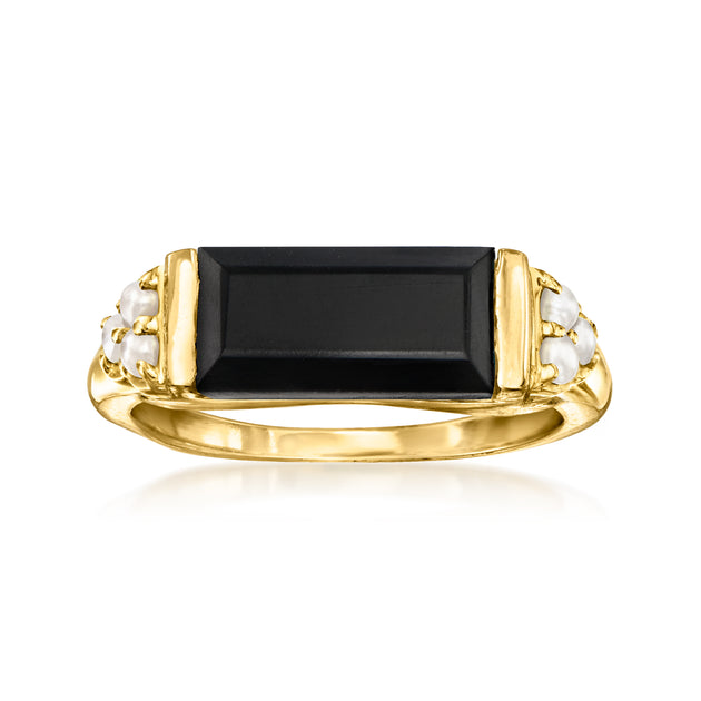 Ross-Simons Onyx Cultured Pearl Ring Gold US 5 2