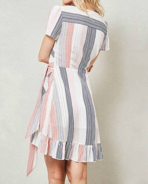 PROMESA Striped Wrap Mini Dress Multi Small 3