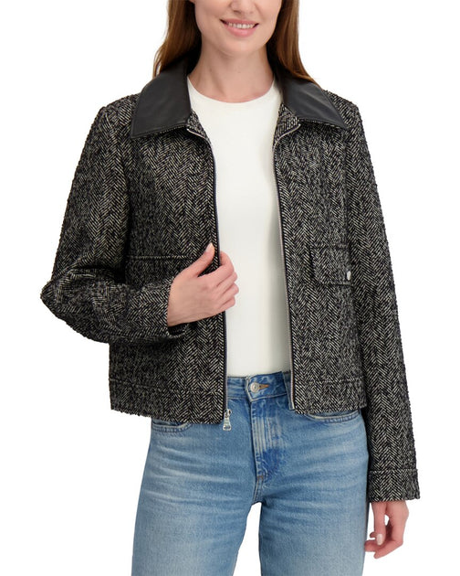 Laundry by Shelli Segal Herringbone Jacket Grey XXL 2