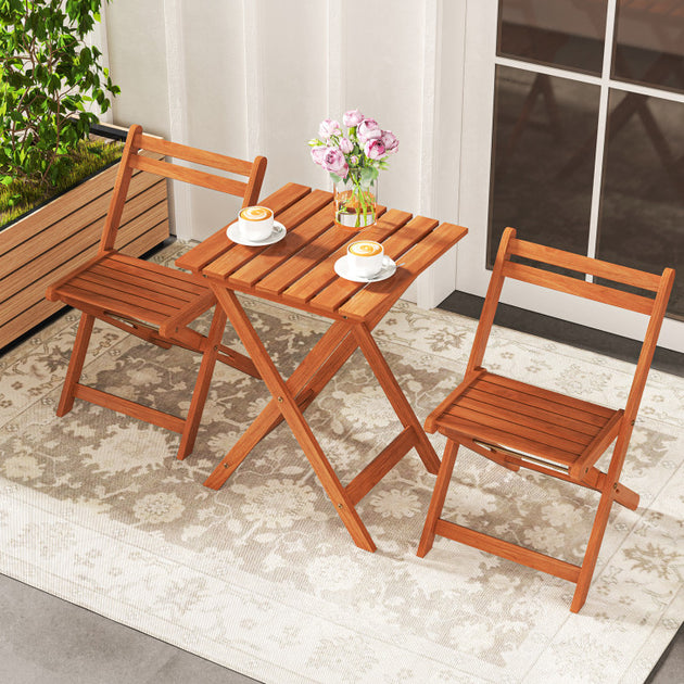 Hivvago 3 Piece Bistro Set Teak 3