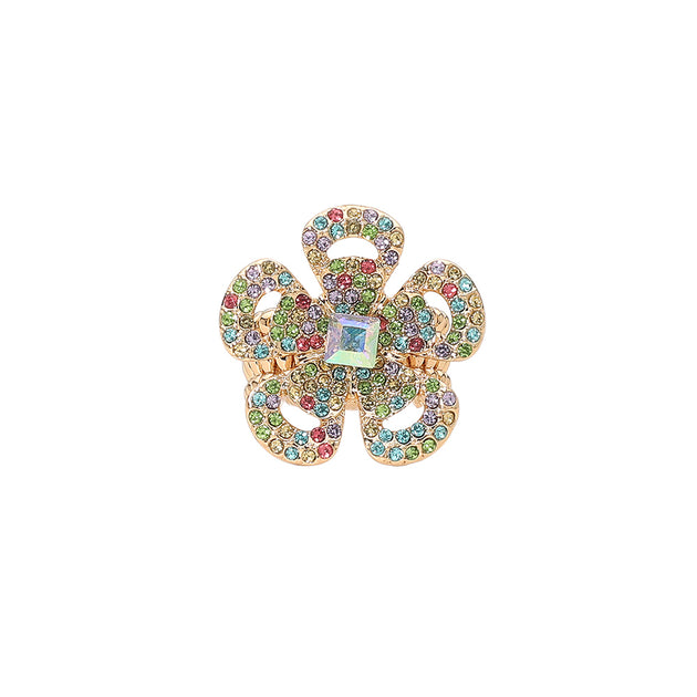 FASHNZFAB Bague Statement Extensible Florale en Strass Violet Taille Unique 4