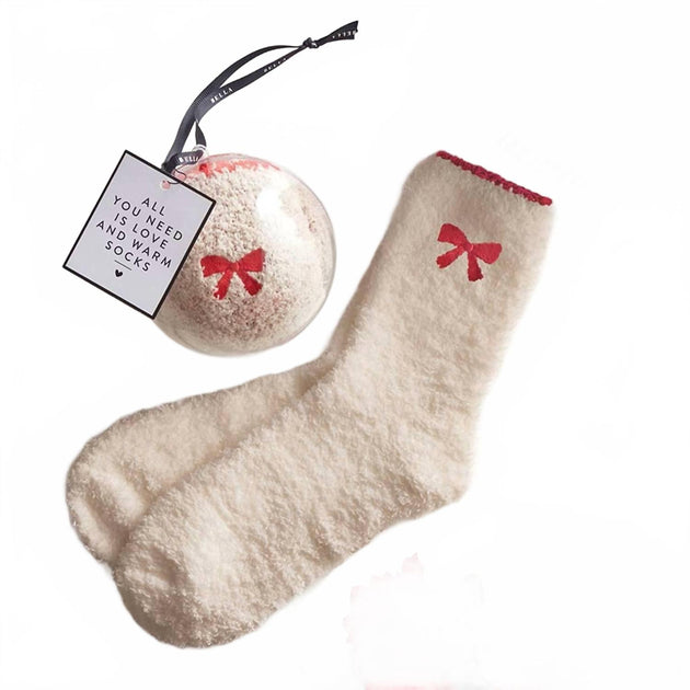 Bella Sleep + Spa Ornament Cozy Socks Beige One Size 4