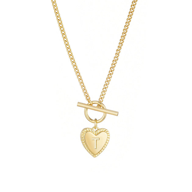 Adornia Heart Initial Toggle Necklace Gold 2