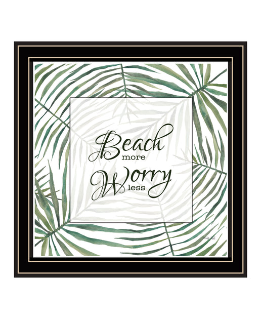 Hivvago BEACH MORE WORRY LESS Framed Print Wall Art Black 5