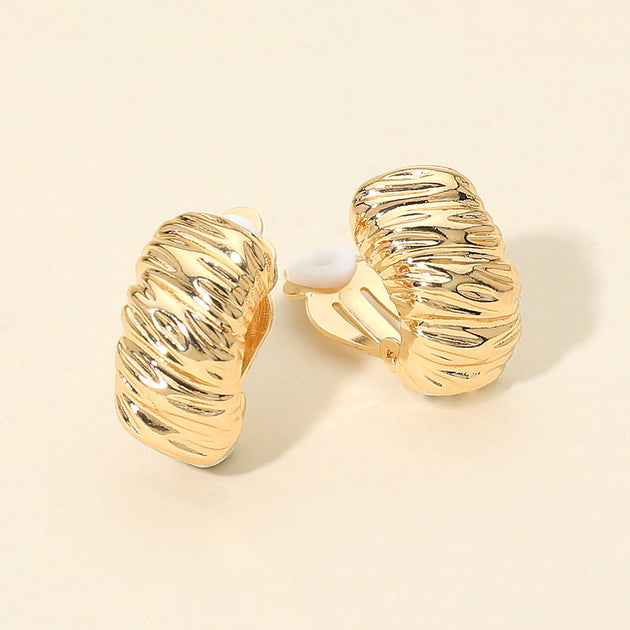 FASHNZFAB Textured Metal Dome Clip On Earrings Silver 3