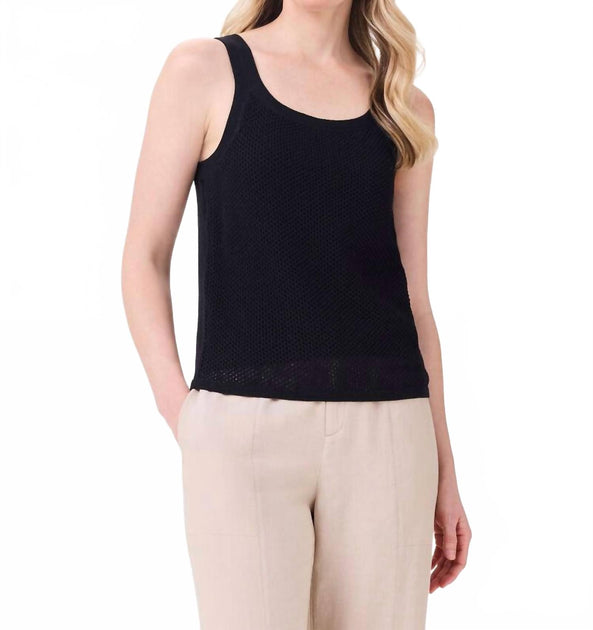 Nic + Zoe Mesh Stitch Tank Black Medium 2