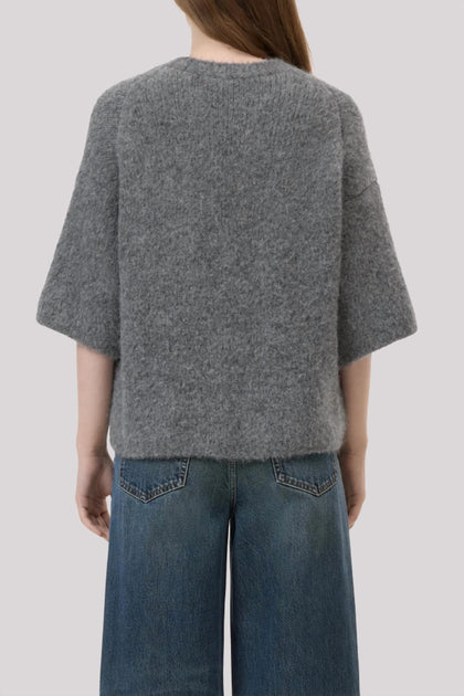 CLOSED Crew Neck Short Sleeve Sweater Grey Medium 3